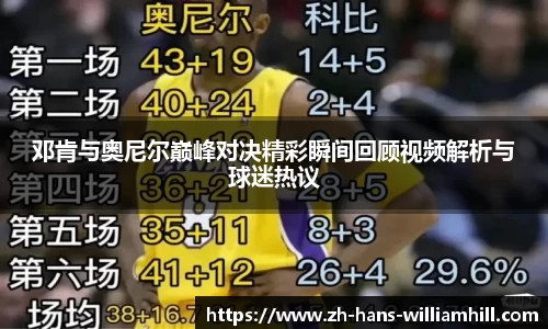 邓肯与奥尼尔巅峰对决精彩瞬间回顾视频解析与球迷热议